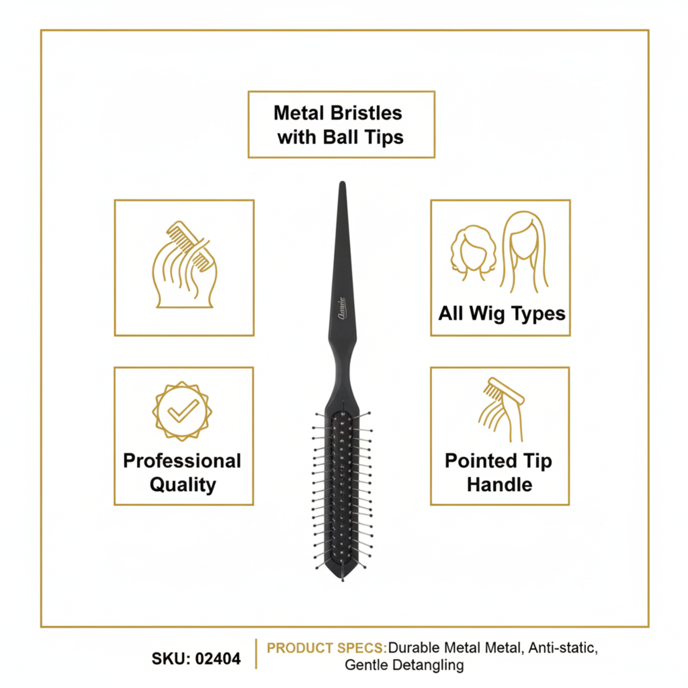 Wig Brush W/ Ball Tips, 1 Count, Black