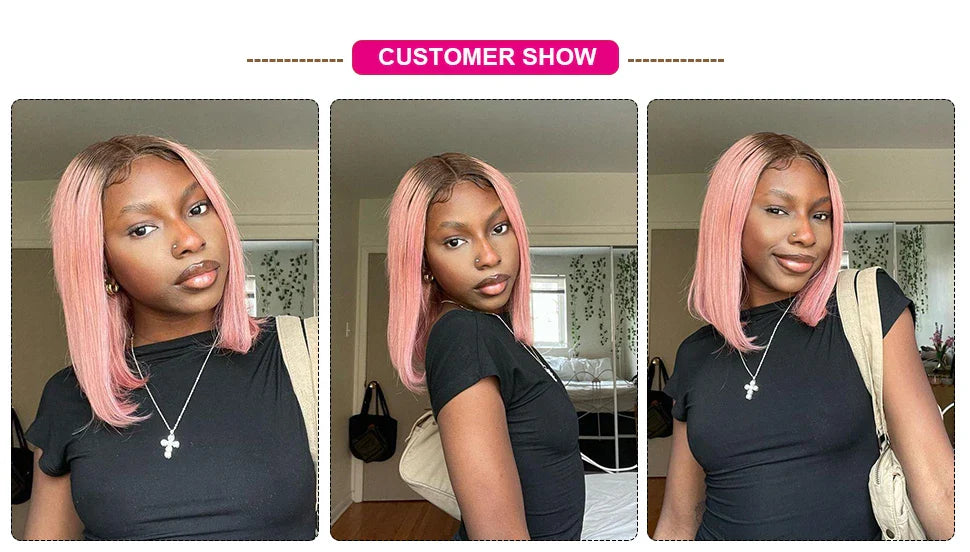 Honey Blonde Bob Wig | Straight T-Part Lace Front Brazilian Human Hair