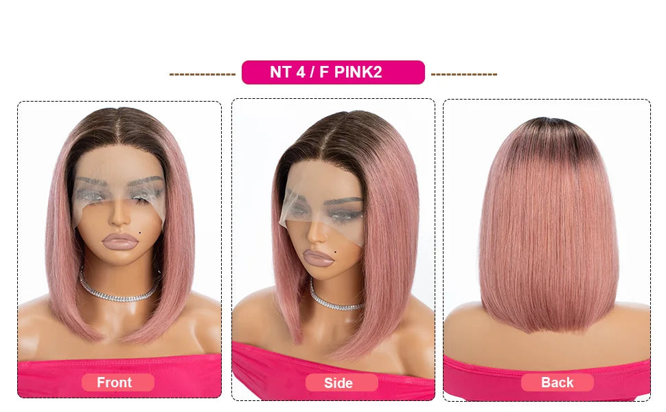 Honey Blonde Bob Wig | Straight T-Part Lace Front Brazilian Human Hair