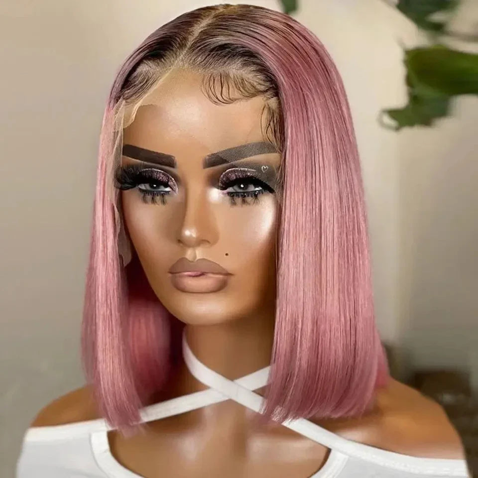 Honey Blonde Bob Wig | Straight T-Part Lace Front Brazilian Human Hair