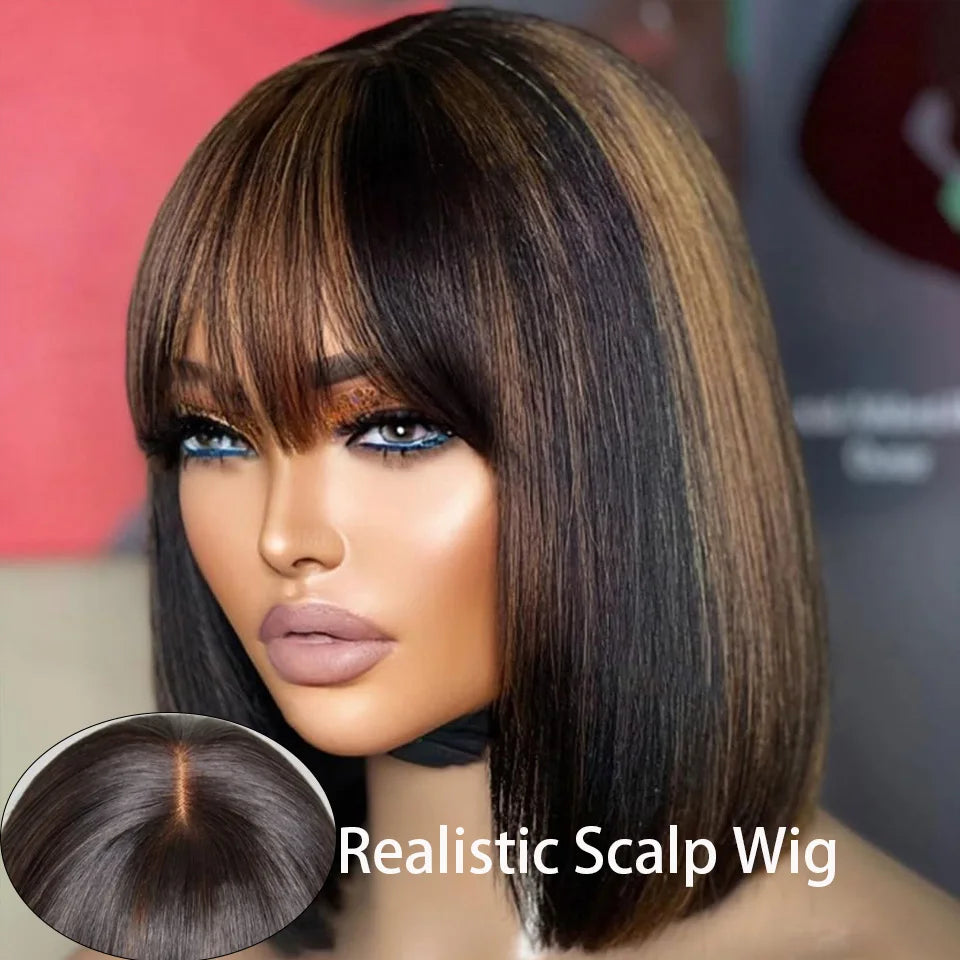 Ombre Blonde Brown Bob Wig | 3x1 Part Lace Peruvian Human Hair