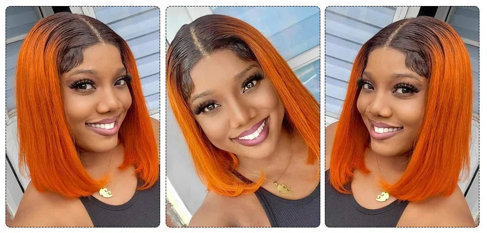 Honey Blonde Bob Wig | Straight T-Part Lace Front Brazilian Human Hair