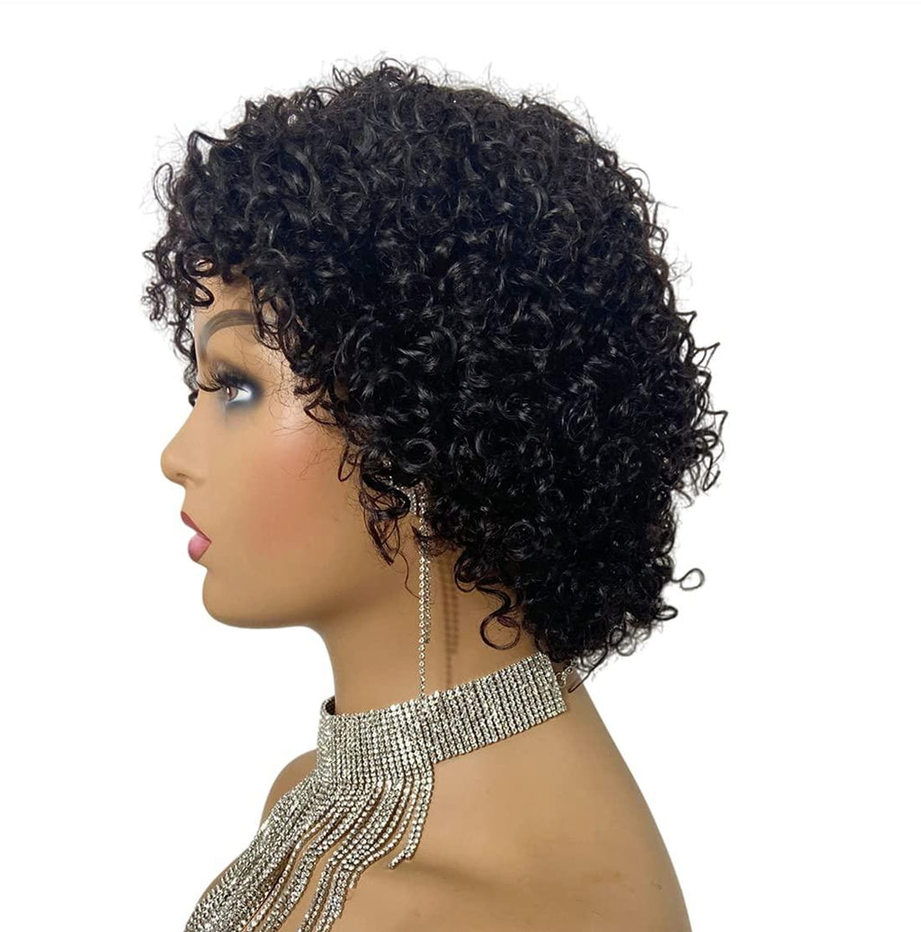 Pixie Cut Jerry Curl Wig Human Hair Bob Wigs