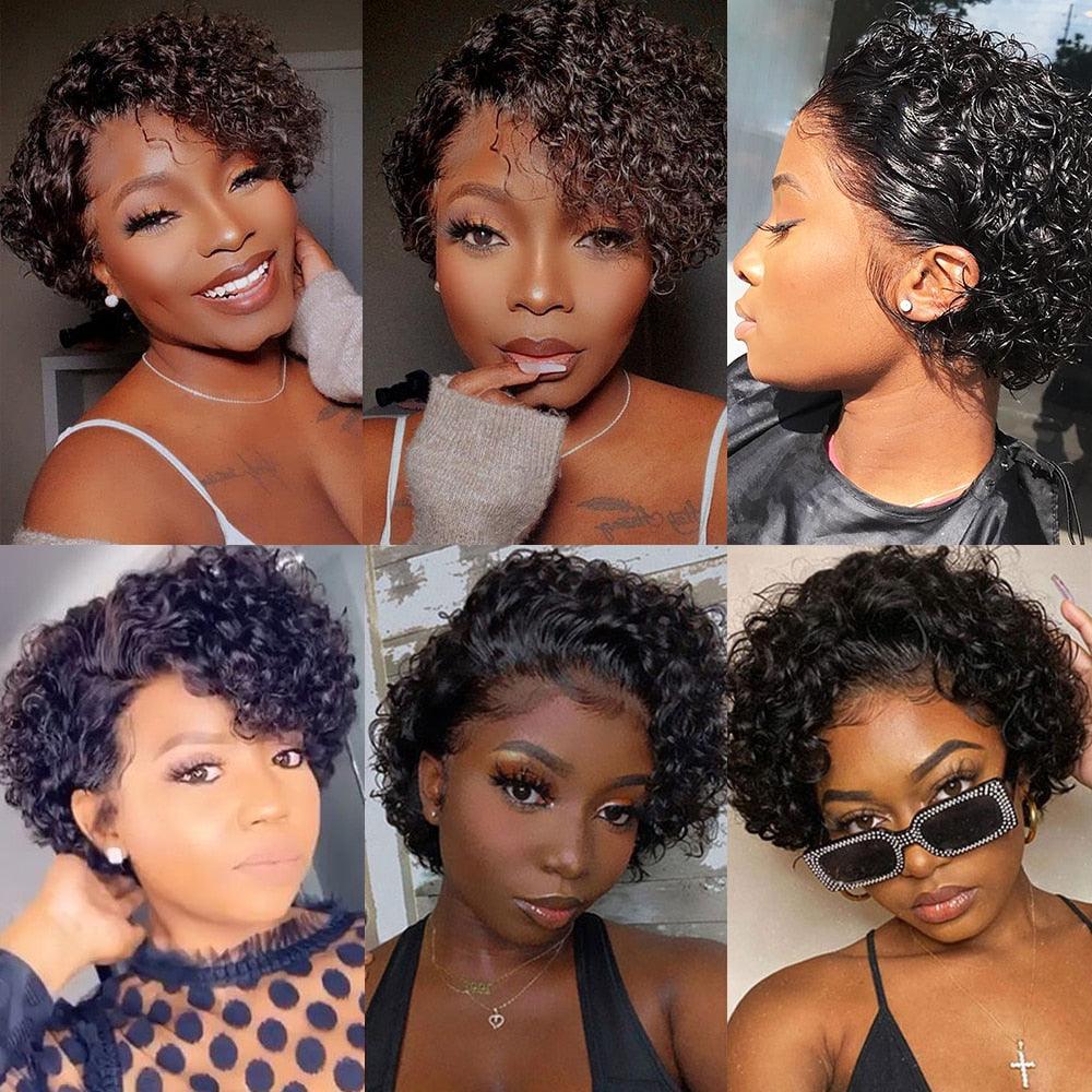 Pixie Cut Jerry Curl Wig Human Hair Bob Wigs