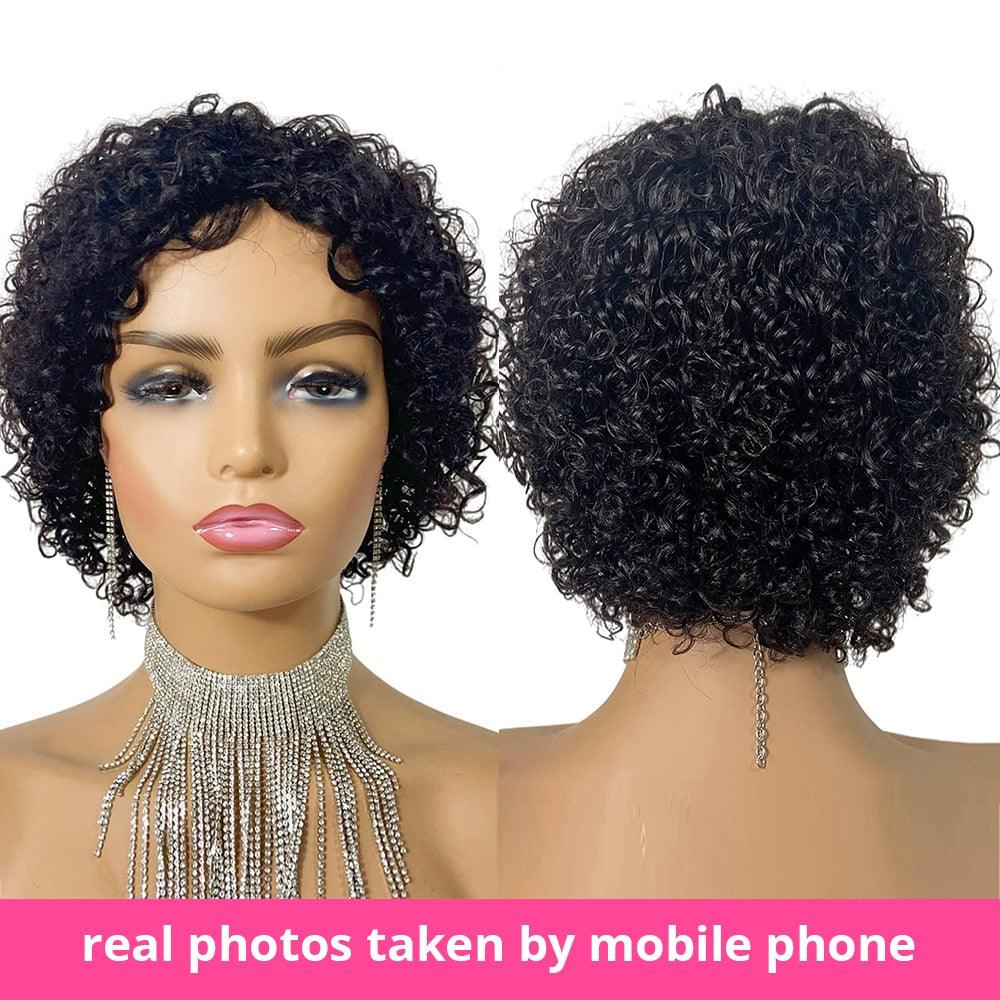Pixie Cut Jerry Curl Wig Human Hair Bob Wigs