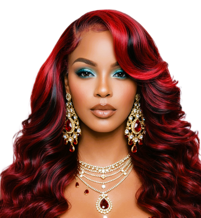 Red Body Wave Human Black Lace Front Human Hair Wigs