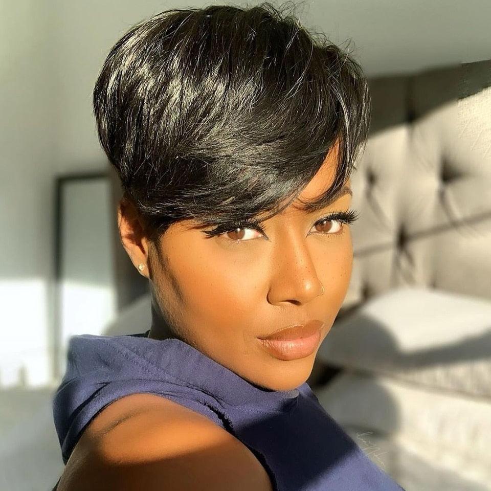 Short Bob Straight Human Wigs With Bangs | Indian Hair