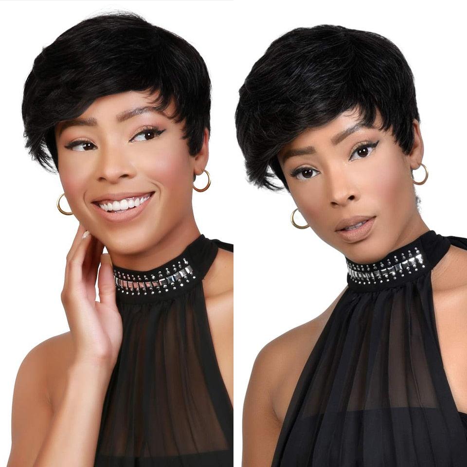 Short Bob Straight Human Wigs With Bangs | Indian Hair