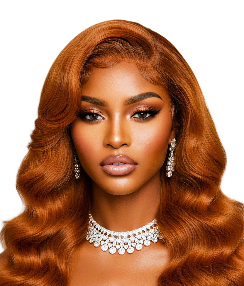 Copper Ginger Loose Body Wave Light Cap C Part Glueless 24' Mini Knots Pre-plucked Brazilian Lace Wig